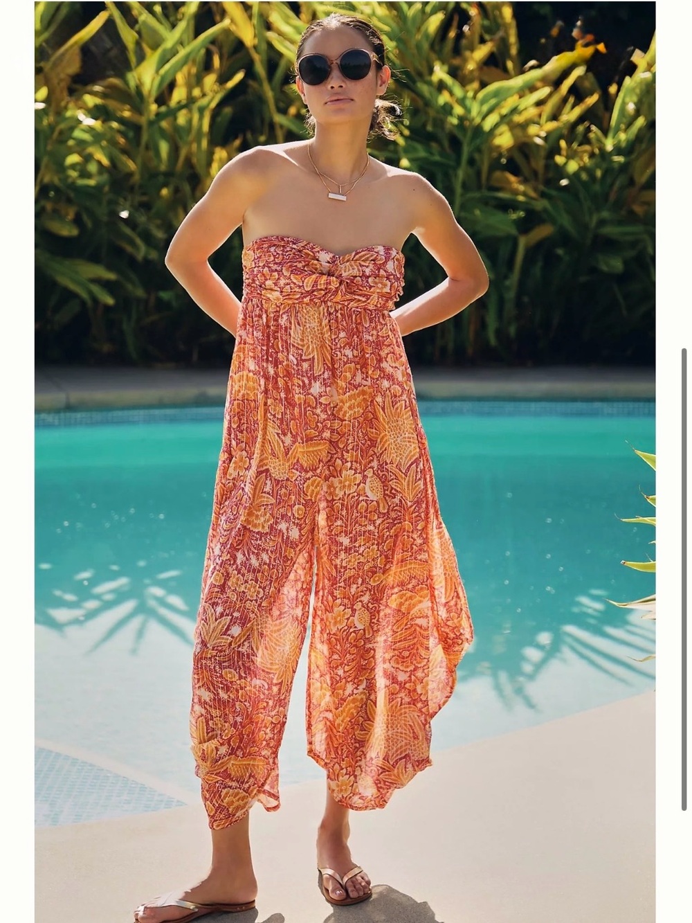 Anthro Harem Strapless Jumpsuit